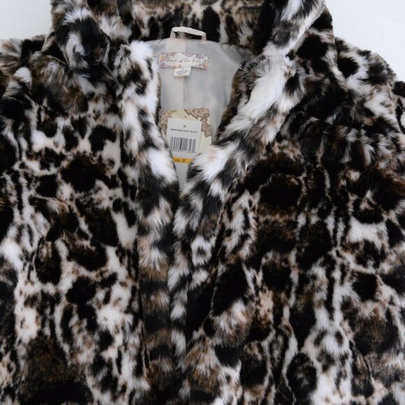 Band Of The Free Cream And Brown Animal Print Fake Fur Mob Wife Cropped Jacket S - Picture 7 of 11